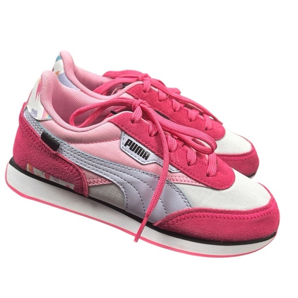 Puma Future Riders Girls Sneakers Size 3C Pink & White - Picture 4 of 9